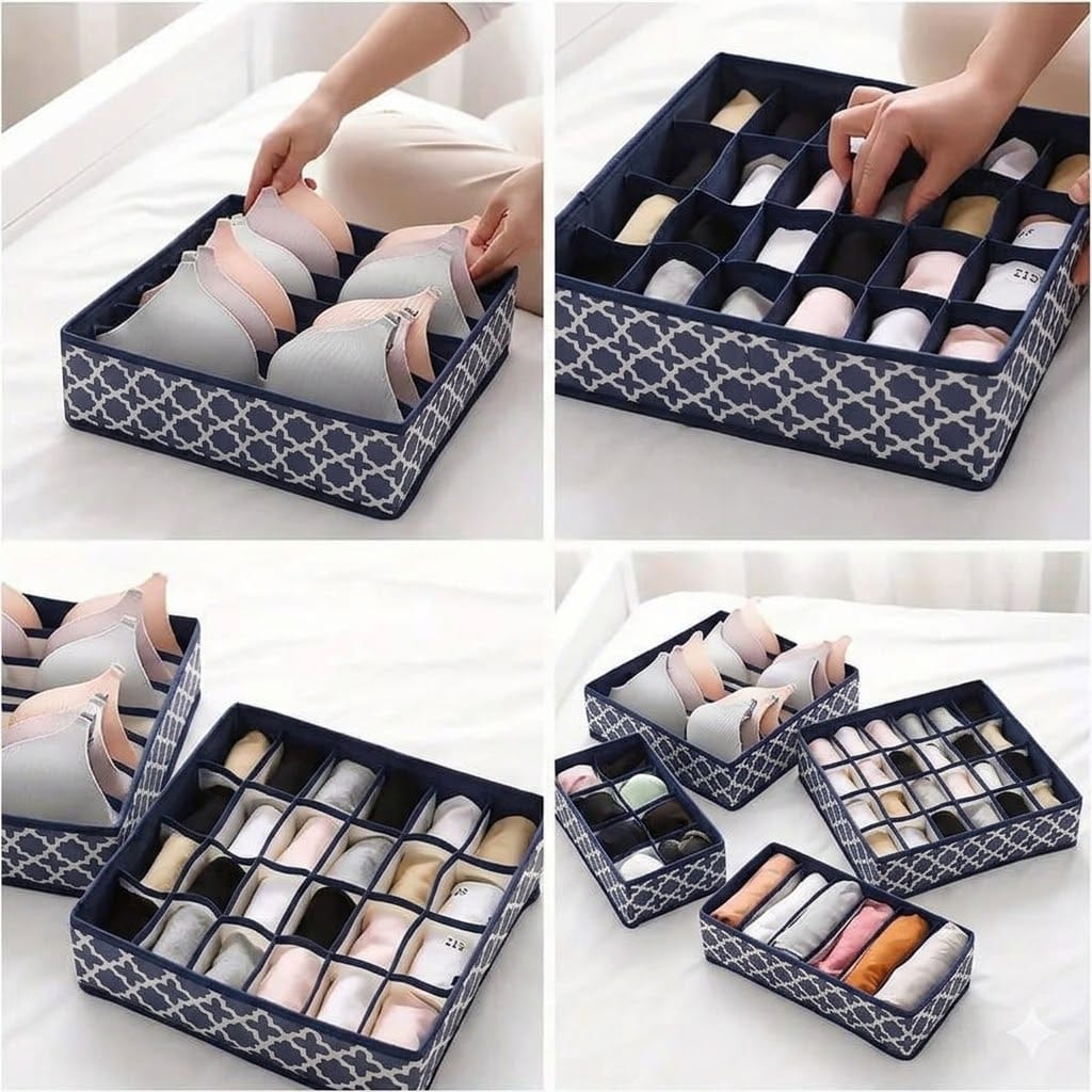 Multi-Compartment Foldable Clothes Organizer – Drawer Storage Box