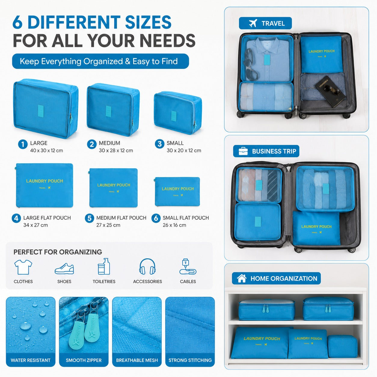 Travel 6-in-1 Organizer Pouch Set
