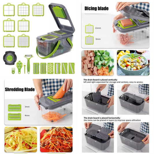 22-in-1 Multifunction Vegetable Chopper & Slicer with Storage Container