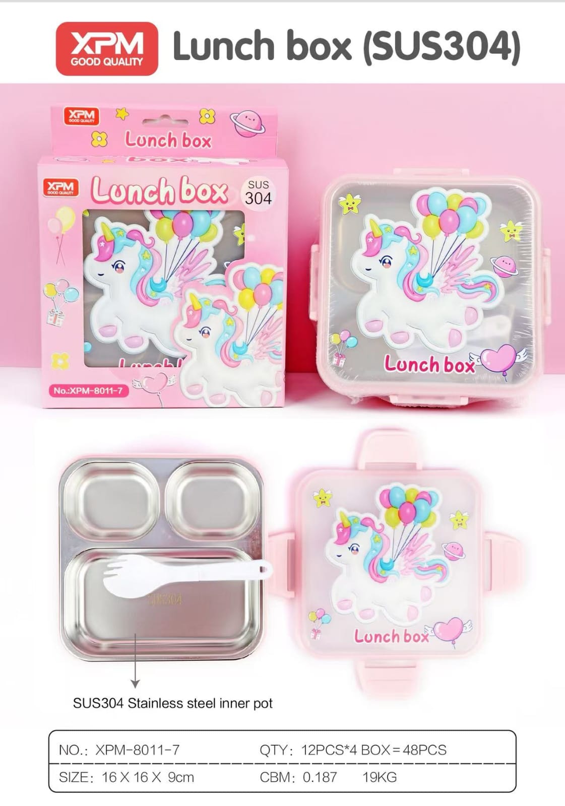 🦄 Kids Unicorn Lunch Box –  Stainless Steel