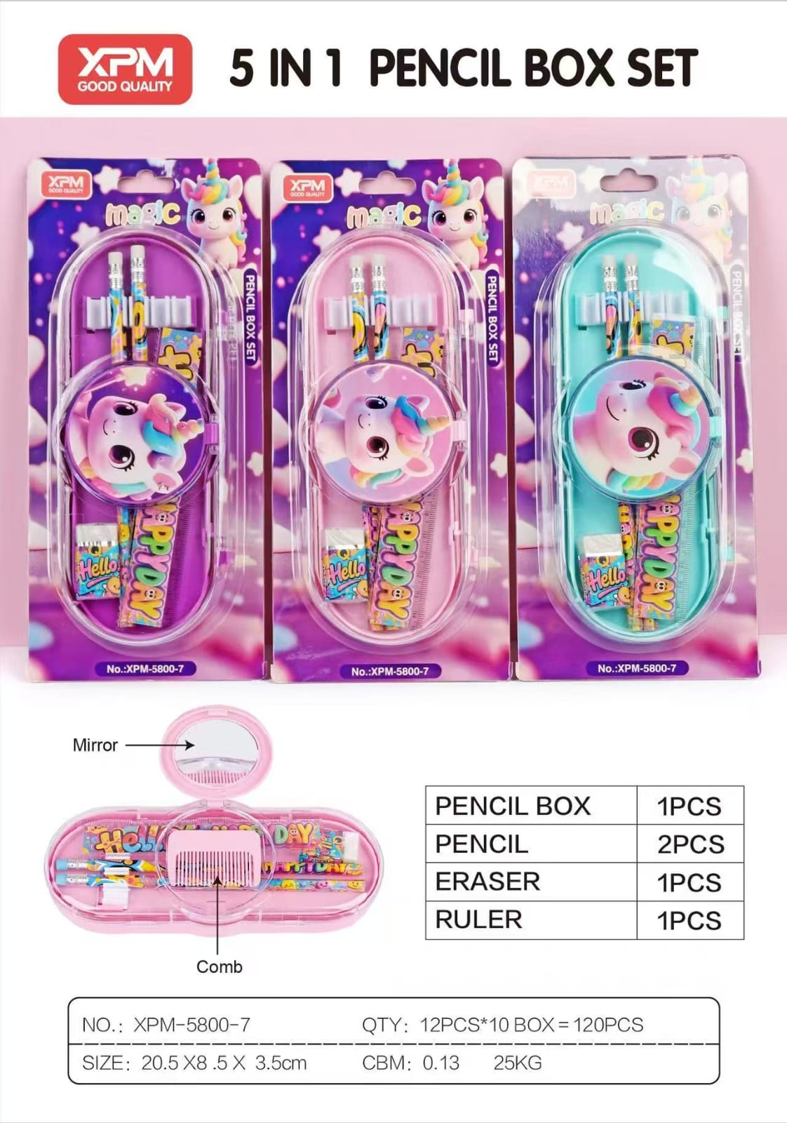 🦄 Kids 5-in-1 Unicorn Pencil Box Set