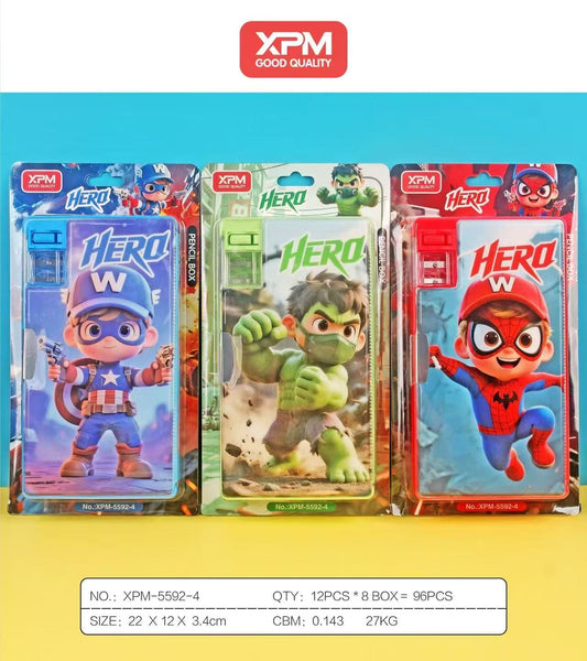 🦸 Kids Hero Pencil Box with Built-in Sharpener