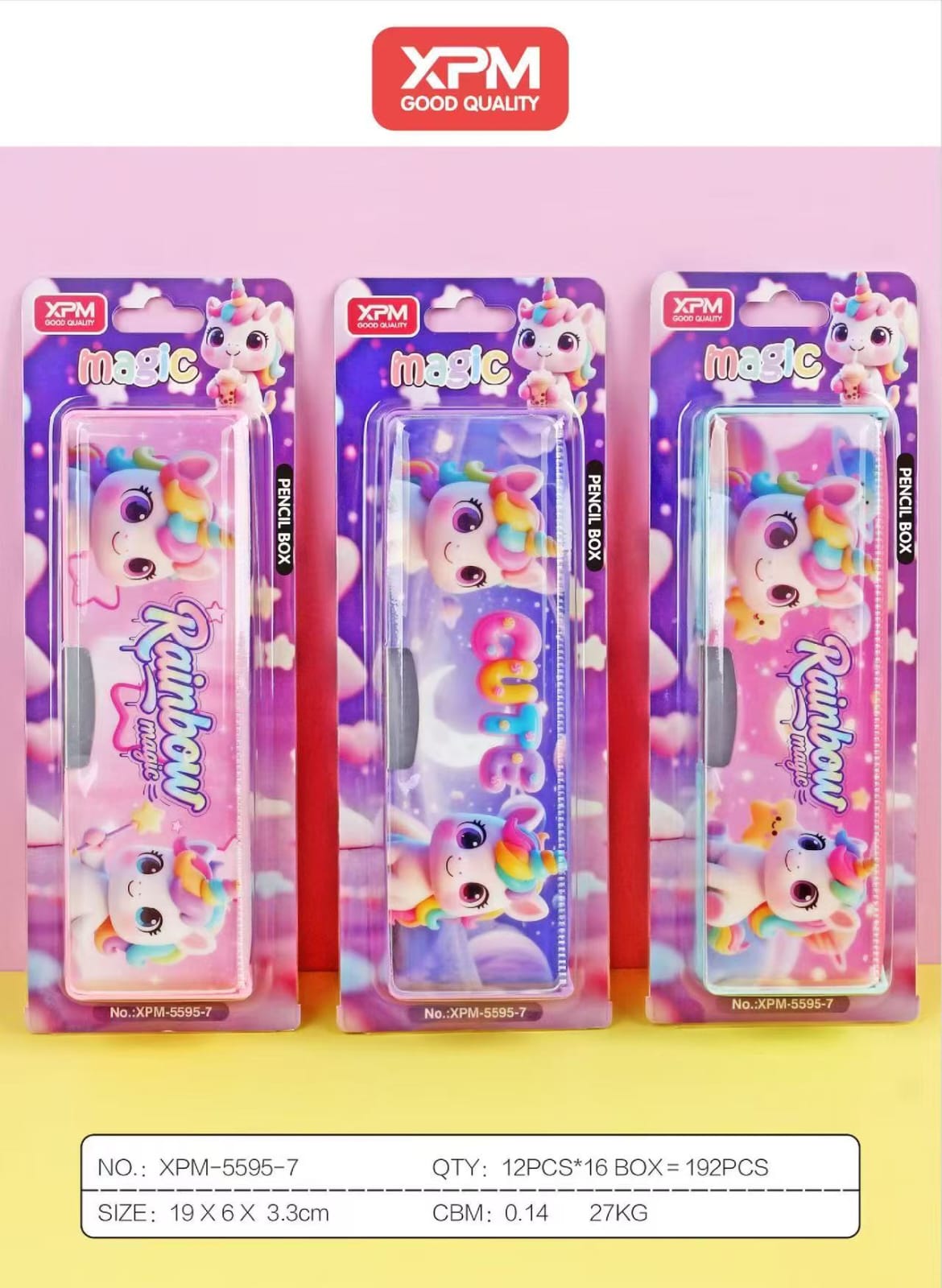 🦄 Kids Rainbow Unicorn Pencil Box with Built-in Sharpener
