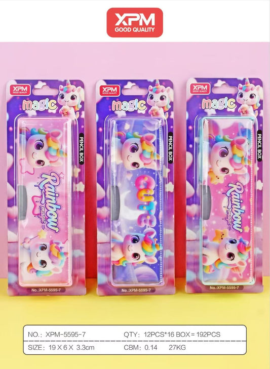 🦄 Kids Rainbow Unicorn Pencil Box with Built-in Sharpener