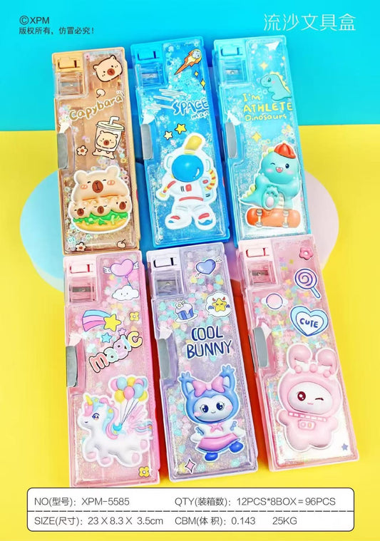 ✨ Kids Glitter Pencil Box with Built-in Sharpener