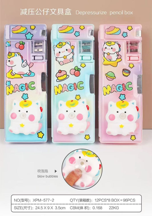 🌟 Kids Magic Stress Relief Pencil Box with Bubble Pop Toy