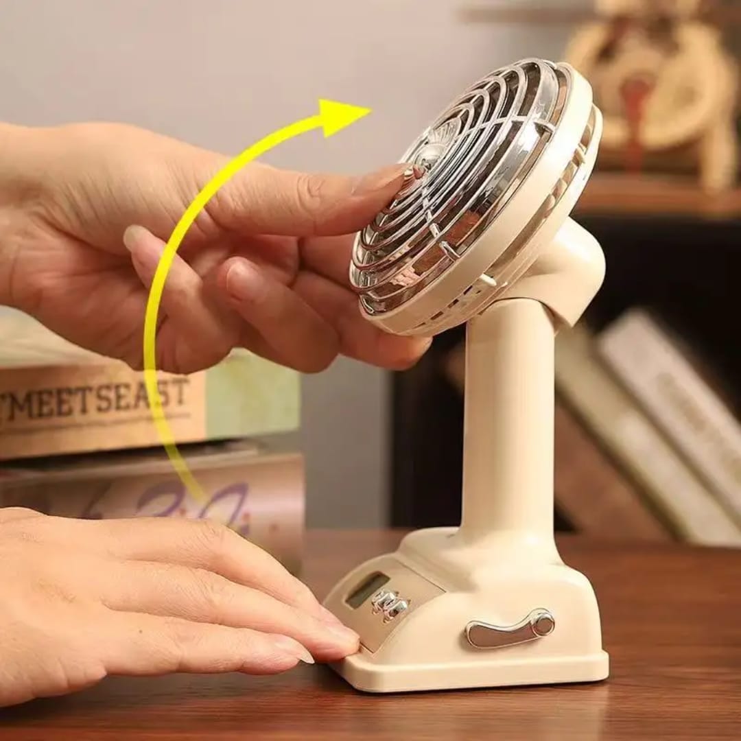 Portable Retro Desktop Fan with Digital Display