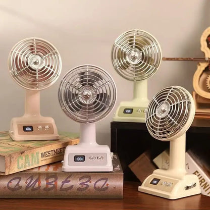 Portable Retro Desktop Fan with Digital Display
