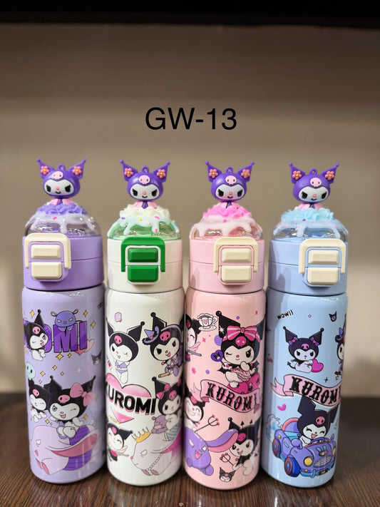 Kuromi Kids Stainless Steel Water Bottle with Straw – 500ml (1pcs)