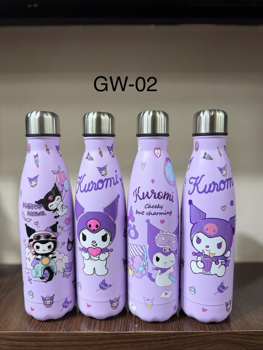 Kuromi-Themed Stainless Steel Water Bottle – 500ml(1pcs)