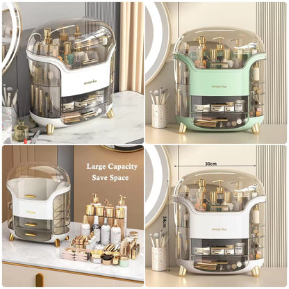 Makeup Organizer with Dustproof Cover & 2 Drawers