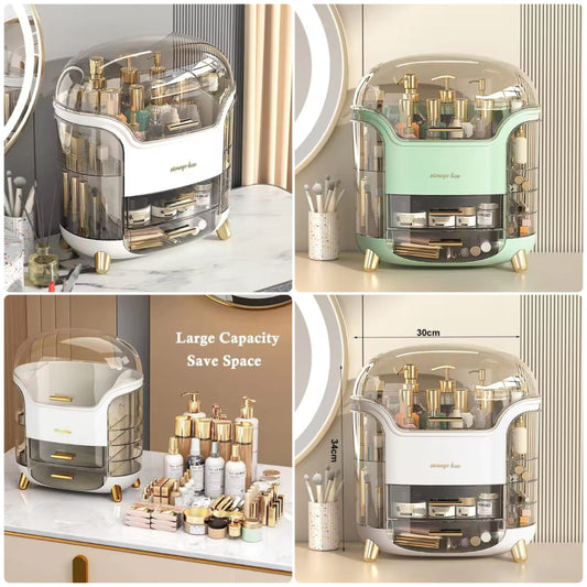 Makeup Organizer with Dustproof Cover & 2 Drawers