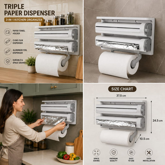 3-in-1 Triple Paper Dispenser & Kitchen Organizer