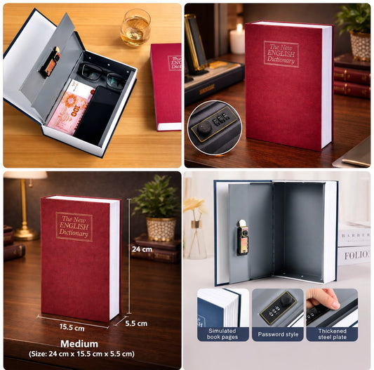 Hidden Book Safe Box with Combination Lock