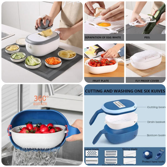 6-in-1 Multifunction Vegetable Chopper & Washing Basket
