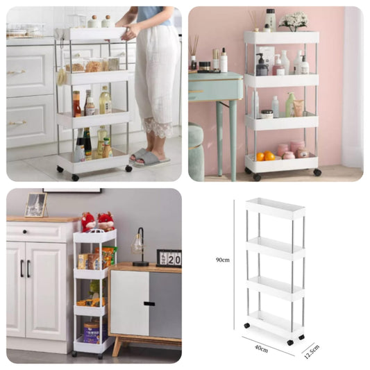 4-Tier Slim Multipurpose Rolling Storage Organizer Rack