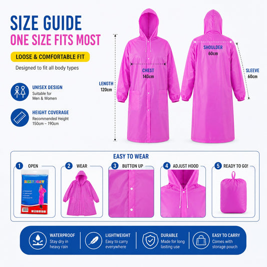 Universal Unisex Waterproof Raincoat (Random Colours)