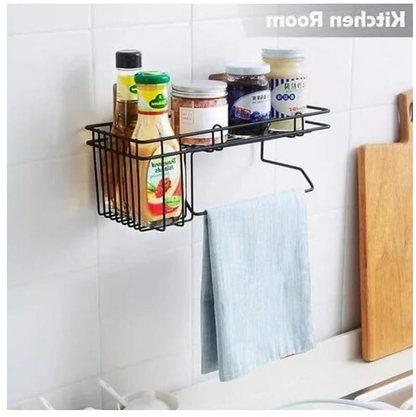 Wall-Mounted Storage Rack with Towel Holder