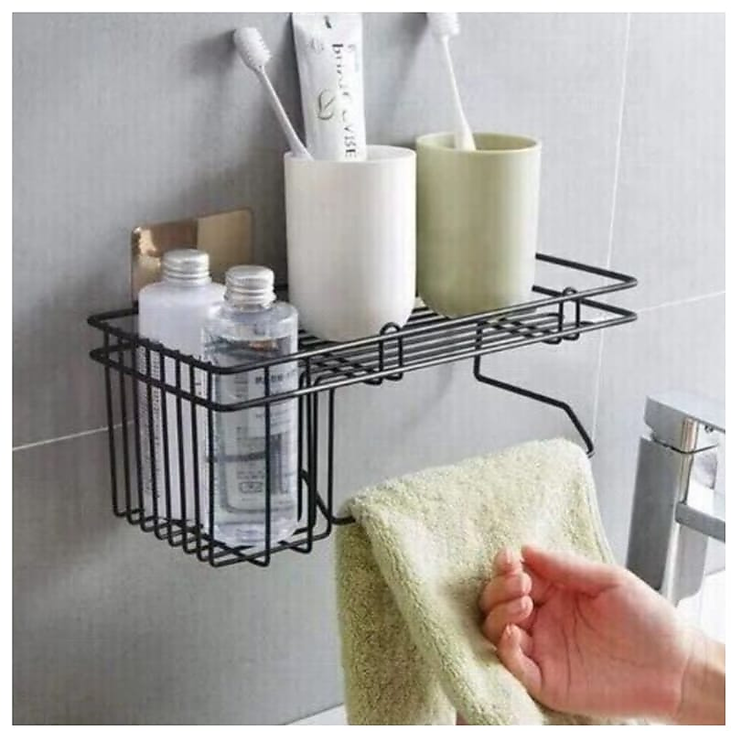 Wall-Mounted Storage Rack with Towel Holder