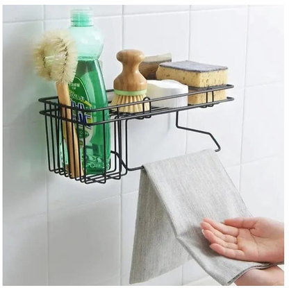 Wall-Mounted Storage Rack with Towel Holder