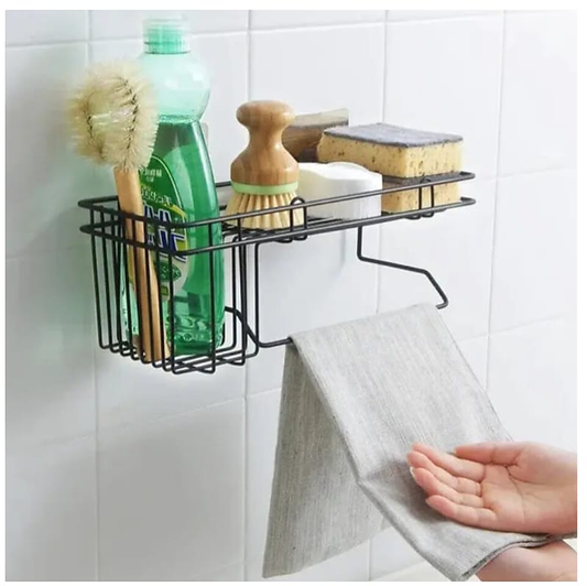 Wall-Mounted Storage Rack with Towel Holder