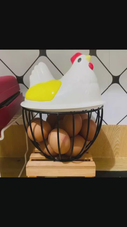 🐔 Chicken-Shaped Egg Storage Basket with Lid (Random Colors)