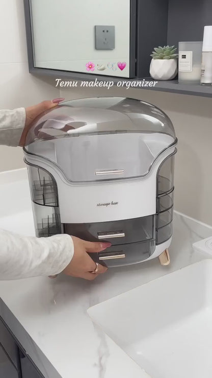 Makeup Organizer with Dustproof Cover & 2 Drawers