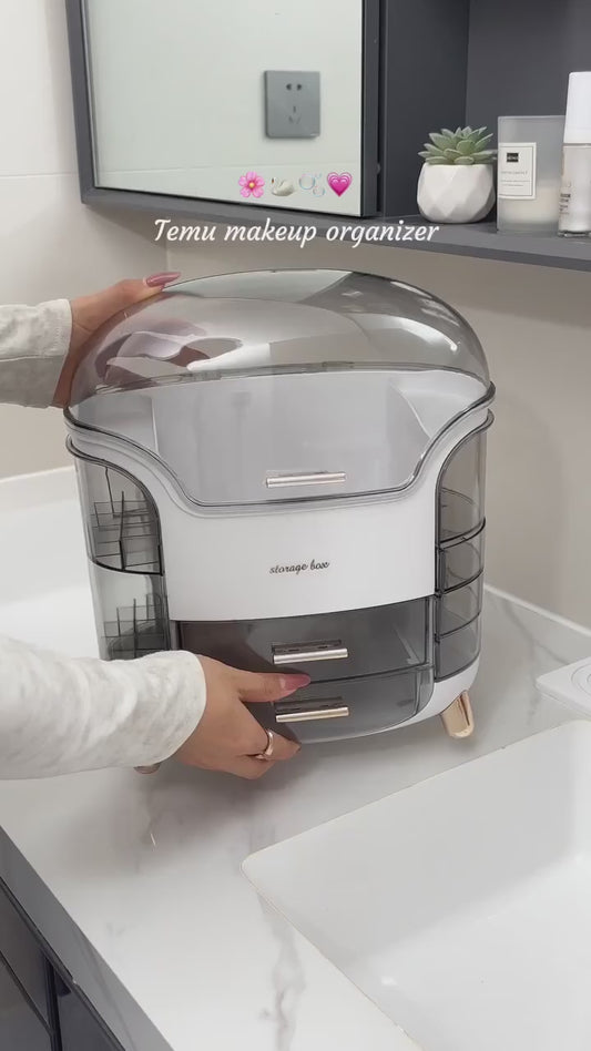 Makeup Organizer with Dustproof Cover & 2 Drawers