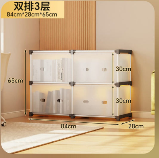 Multi Layer Modular Foldable Transparent Storage Cabinet – Double Row (2/3/4 Layers)