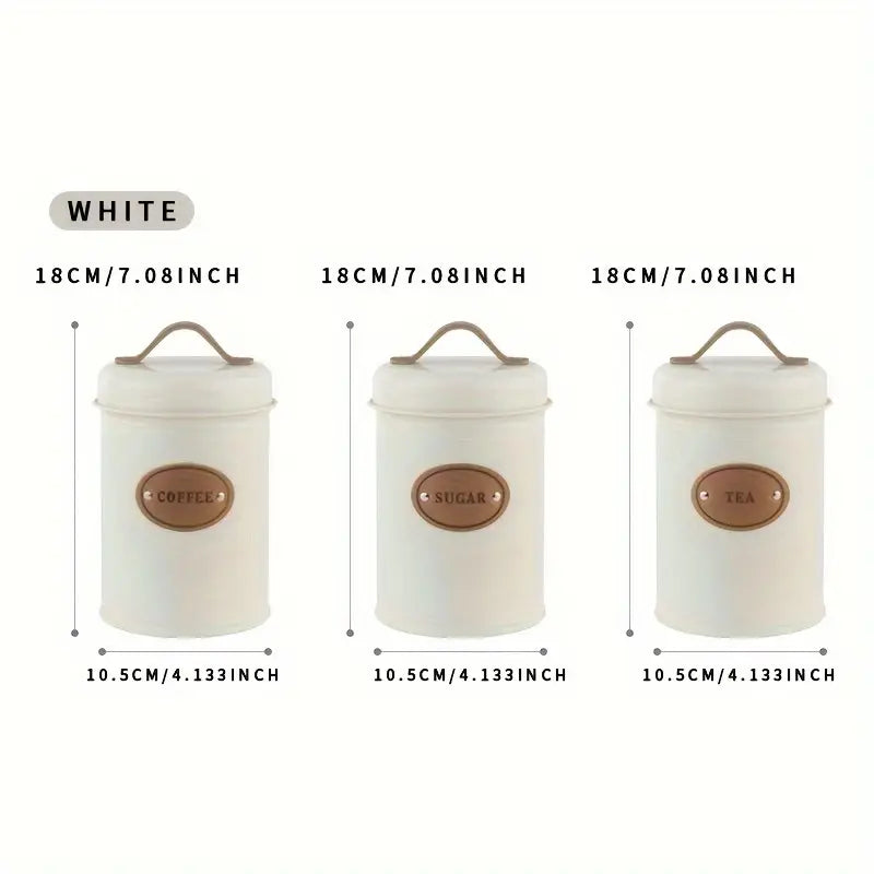 Premium Metal Kitchen Storage Canister Set 3pcs with Airtight Lid