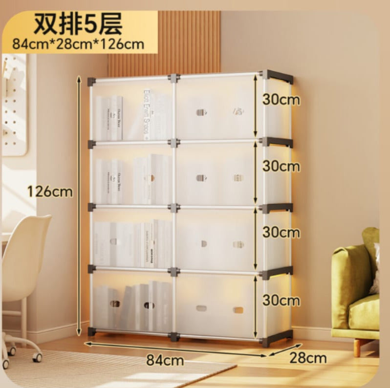 Multi Layer Modular Foldable Transparent Storage Cabinet – Double Row (2/3/4 Layers)
