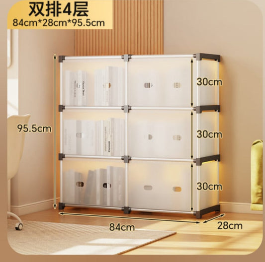 Multi Layer Modular Foldable Transparent Storage Cabinet – Double Row (2/3/4 Layers)
