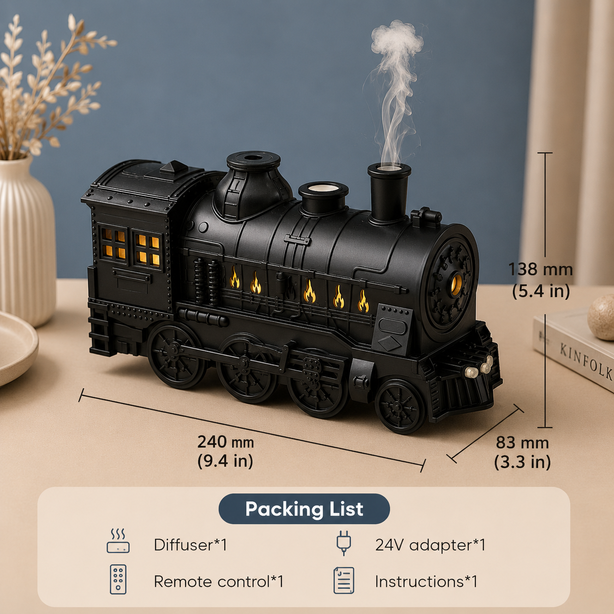 Vintage Steam Train Aromatherapy Diffuser & Humidifier
