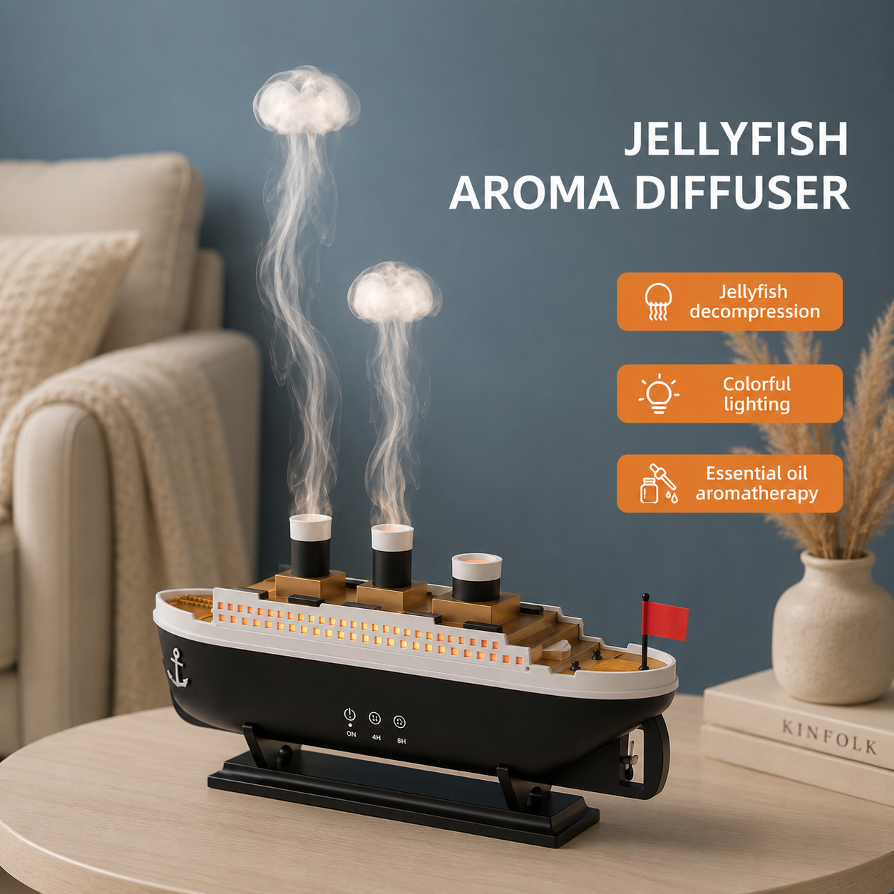 Luxury Ship Aromatherapy Diffuser & Humidifier – Jellyfish Mist Edition- Remote Controlled